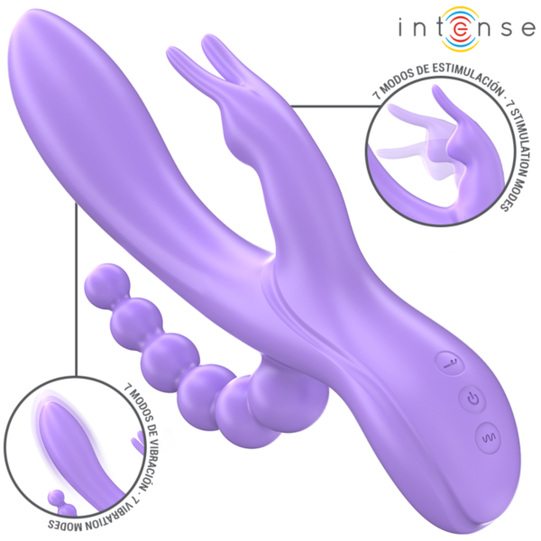 Vibrator Intense Miko, tip rabbit z dodatnim analnim krakom