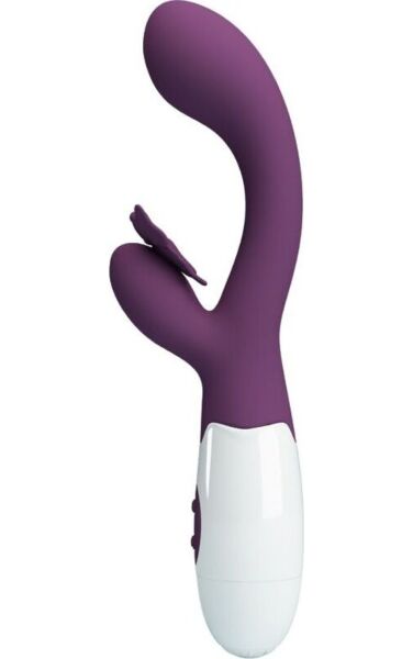 Vijoličen rabbit vibrator Pretty Love Butterfly Kiss z metuljastim nastavkom za klitoris
