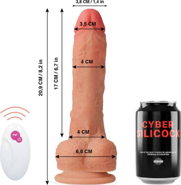 Realističen dildo Cyber Silicock Master Huck z žilami, glavico, modi in podstavkom s priseskom