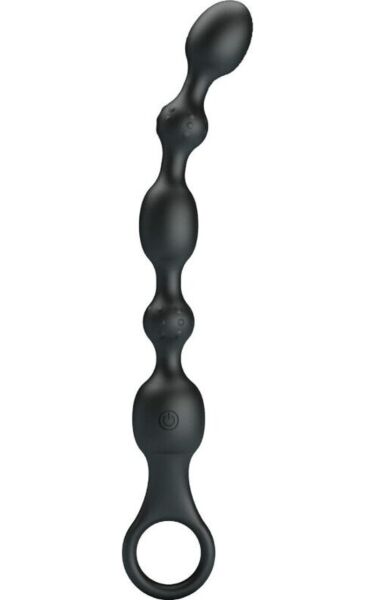 Analni vibrator s kroglicami Pretty Love BI-040142, črn, z ročajem