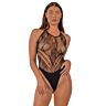 Teddy Lace LJ Floral Halter Bodysuit s čipko