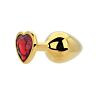 Butt Plug Toosh Heart Shaped Gold with Red Stone