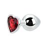 Butt Plug Toosh Heart Shaped Silver z rdečim kamenčkom