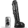 Dildo ALL BLACK DONG 29 cm z močnim in teksturiranim dizajnom