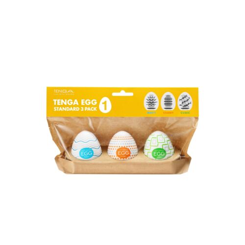 Masturbator Tenga Jajce Standard 3 Pack z raznolikimi teksturami