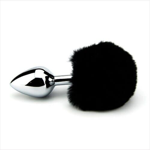 Butt Plug Furry Fantasy Bunny Tail z repkom Negro