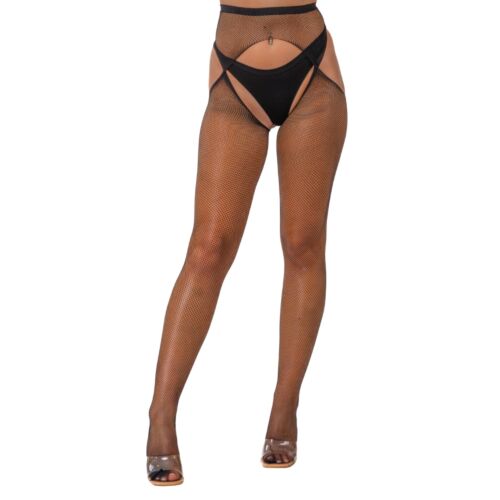 Hlačke Lace Fishnet Crotchless z odprtim delom