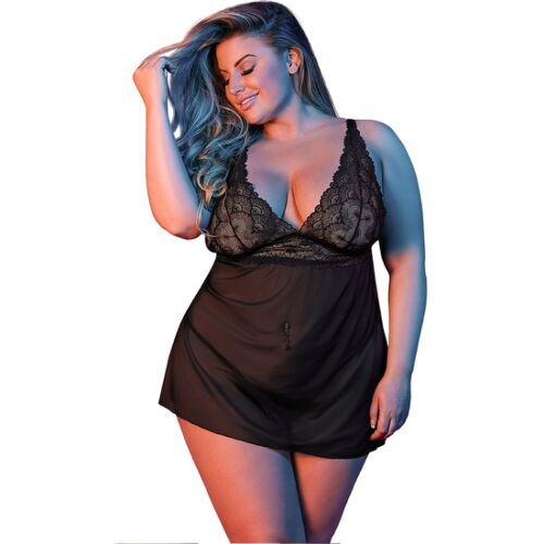 Spalna srajca BABY DOLL & G-SET BLACK L/XL
