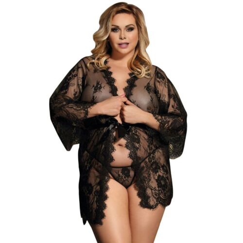 Spalna srajca SUBBLIME QUEEN PLUS SIZE z čipkami in širokimi rokavi