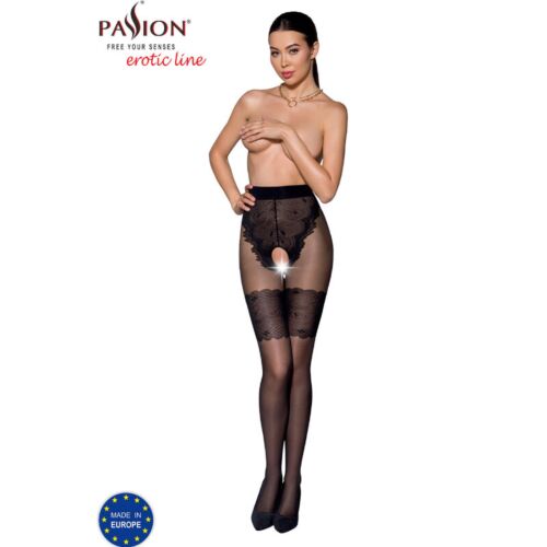 Hlačne nogavice PASSION WOMAN GARTER & STOCK TIOPEN 013 z odprtino