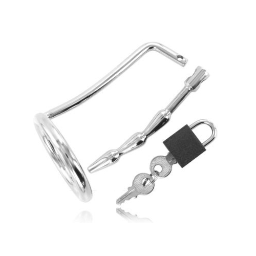 Testni obroč METAL HARD z uretralnim chastity plugom