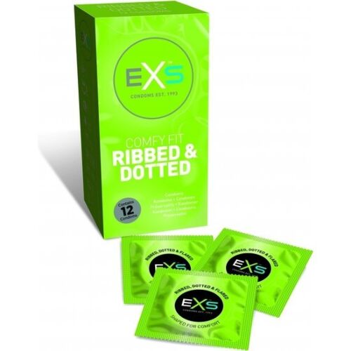 Kondomi Exs Ribbed & Dotted z stimulirajočo teksturo