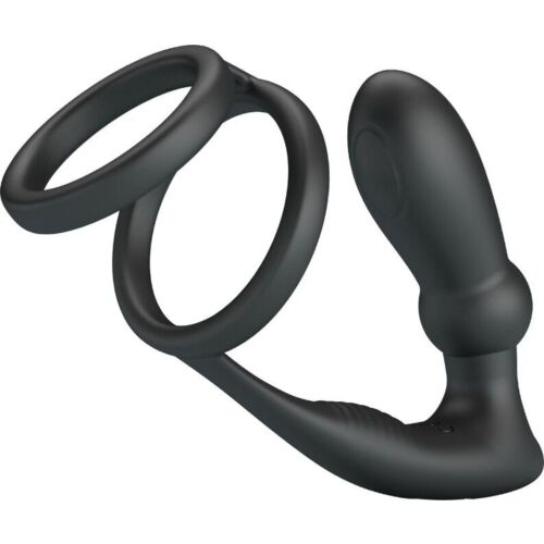Obroč za penis in analni vibracijski plug Pretty Love Emoni