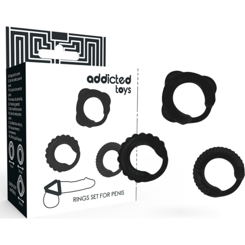 Anelli za penis ADDICTED TOYS set 3 z varnim prileganjem