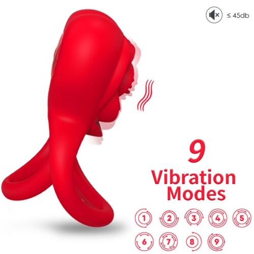 Obroč vibrator ARMONY HEART RED z 9 načini vibracij