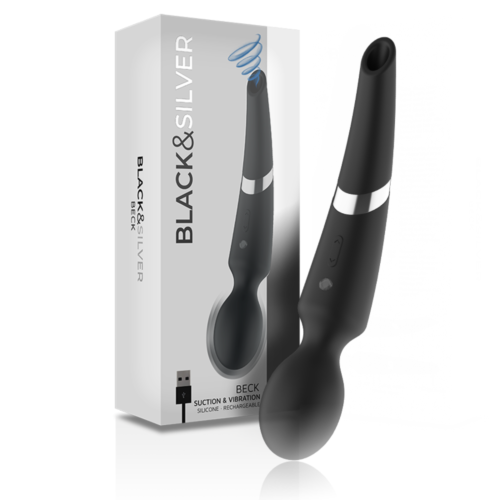 Vibrátor BLACK&SILVER Beck z dvema motorjema in skodelico za sesanje