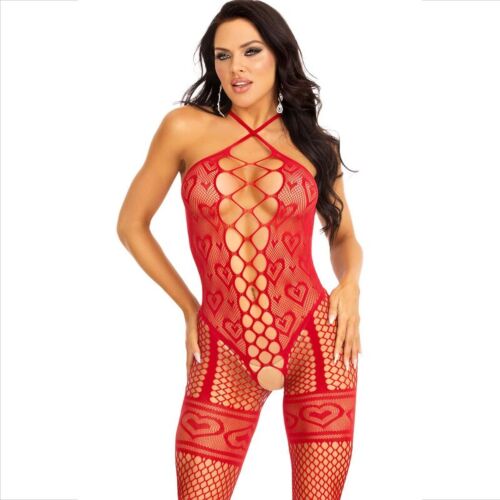 Bodystocking Leg Avenue s halter ovratnikom in srcem