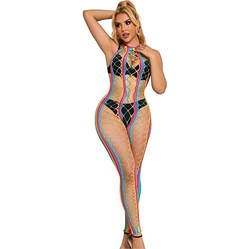Bodystocking SUBBLIME z mrežico in halter ovratnikom