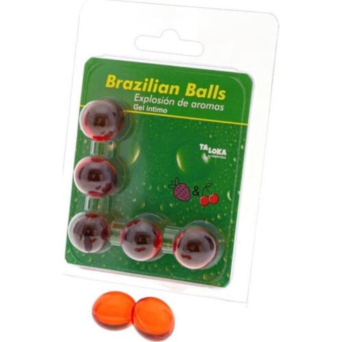 Boleče Brazilian Balls Taloka z lubrikantom okus jagode in češnje
