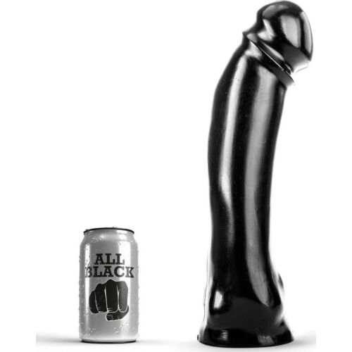 Dildo ALL BLACK 33 cm trdosrčno in preprost za uporabo