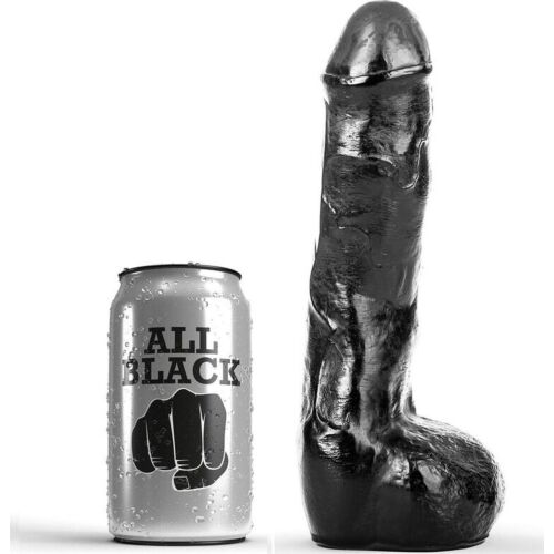 Dildo ALL BLACK 20 cm z realističnim občutkom