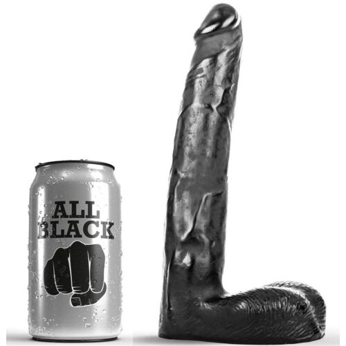 Dildo All Black 21 cm z teksturo za stimulacijo
