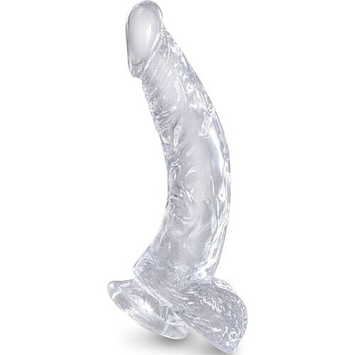 Dildo KING COCK Clear curvado 16.5 cm z močno ventozno dno