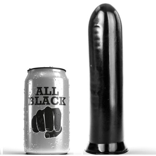 Dildo All Black 19 cm z močno teksturo in mehkobo