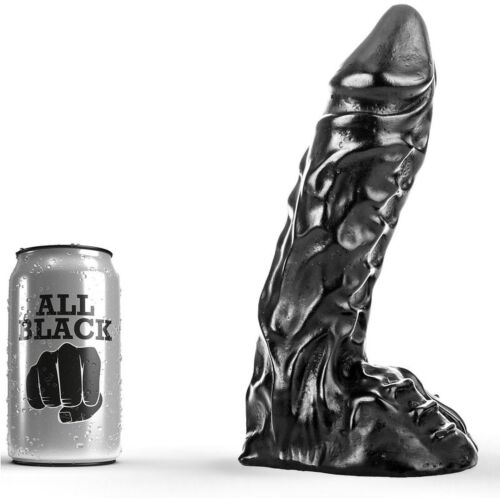 Dildo All Black 23 cm z vidnimi žilami