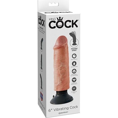 Dildo vibrador King Cock 15,24 cm z močno vibracijo