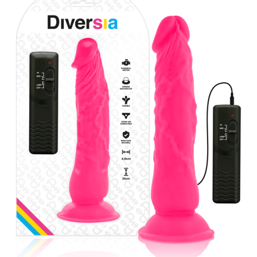 Dildo Diversia 21 cm z vibracijo in daljinskim upravljalcem