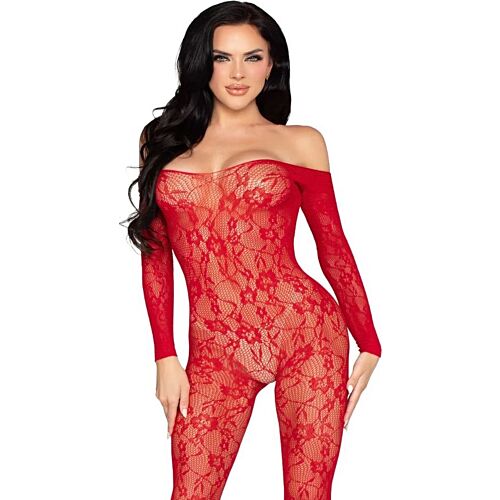 Bodystocking Leg Avenue 89366 z rožastim čipkastim materialom