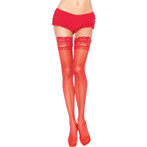 Leg Avenue Red Self-Adhesive Lace Stockings