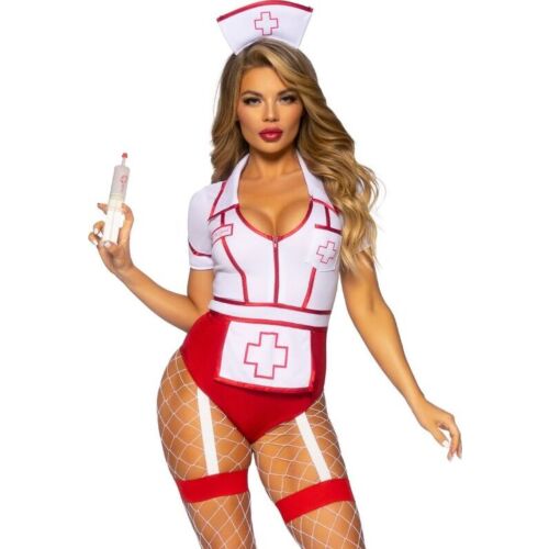 Rdeče-bel zapeljiv kostum medicinske sestre LEG AVENUE COSTUMES S