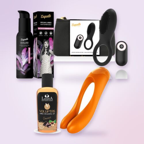 Premium komplet za pare z vibracijskim obročkom in vibratorjem za prst