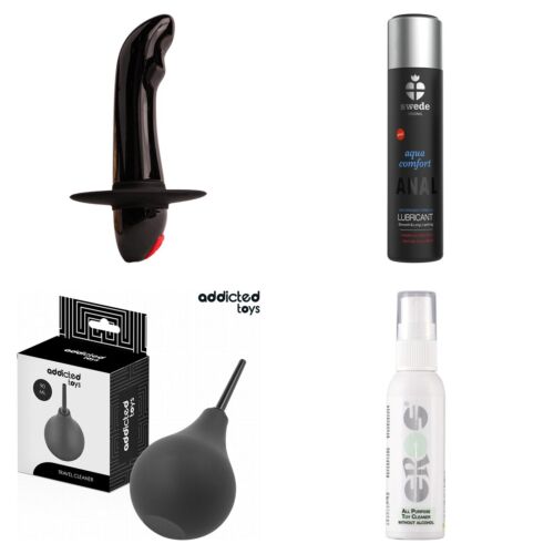 Komplet za stimulacijo prostate za začetnike z vibratorjem s široko osnovo