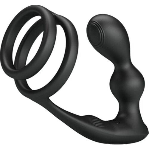Obroč za penis in analni plug Pretty Love Marshall z daljinskim upravljalnikom