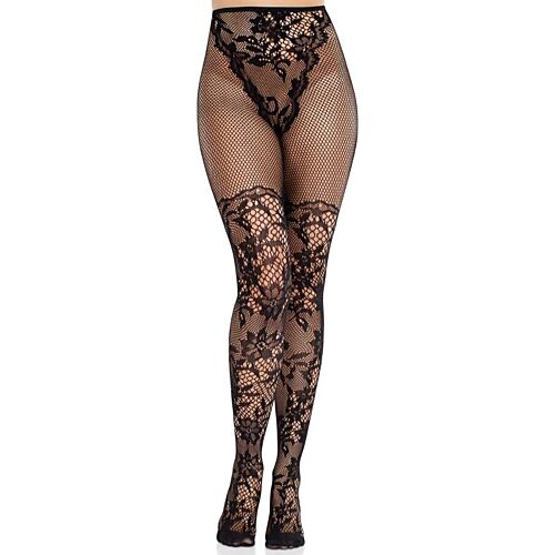 Dahlia Lace Stockings by Leg Avenue with Fishnet Detail