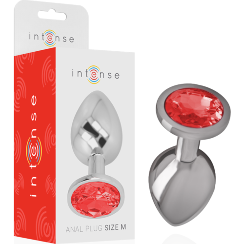 Analni plug INTENSE z rdečim kristalom