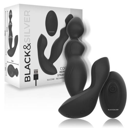 Plug anal vibrator BLACK&SILVER Cora z daljinskim upravljalnikom