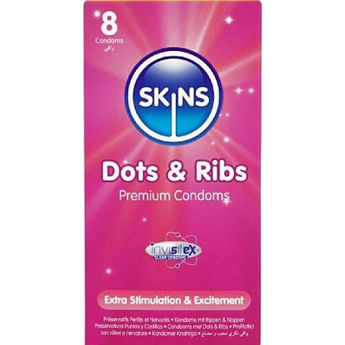 Kondomi SKINS Dots & Ribs z teksturiranim dizajnom
