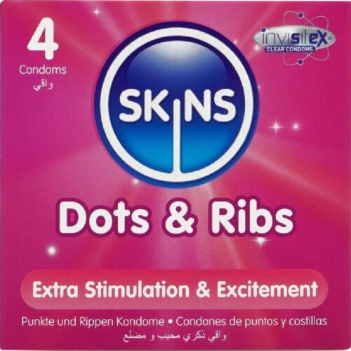 Kondomi Skins Dots & Ribs z teksturo