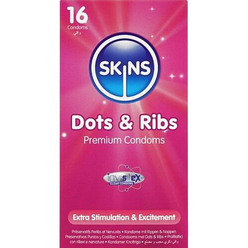 Kondomi Skins Dots & Ribs z nervurami in točkami