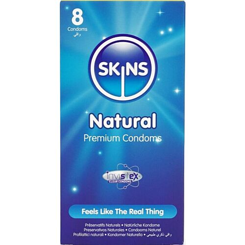 Kondomi Skins Natural 8-Pack z dodatno lubrikacijo