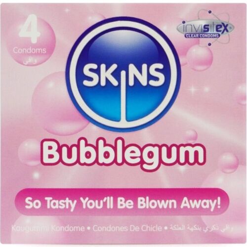 Kondom SKINS Bubblegum 4-pack z dodatno lubrikacijo