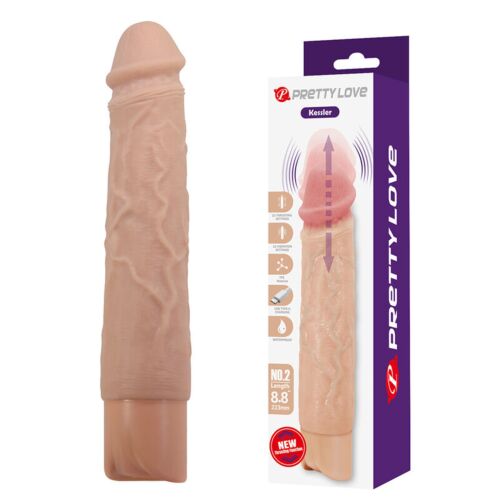 Realistični vibracijski dildo Pretty Love Kessler z 10 načini vibriranja in 10 potiskanja 22 cm