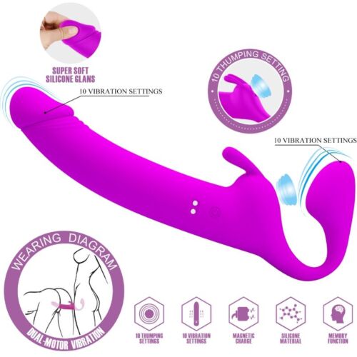 Dildo Strap-On Pretty Love Zanini z 10 vibracijami