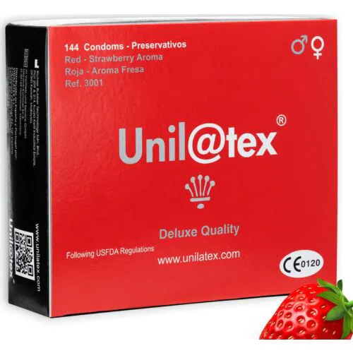 Kondomi Unilatex 144 kosov z okusom jagode