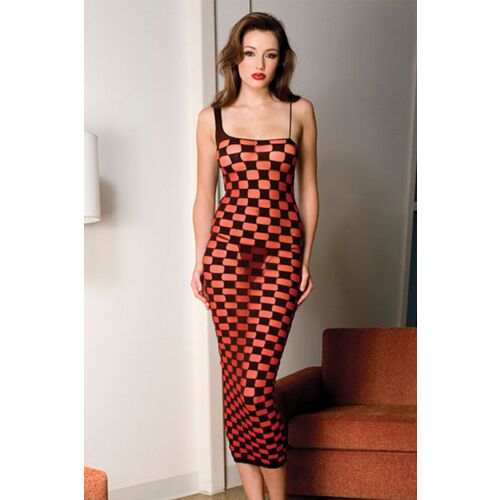 Dolga obleka Music Legs s designom karo