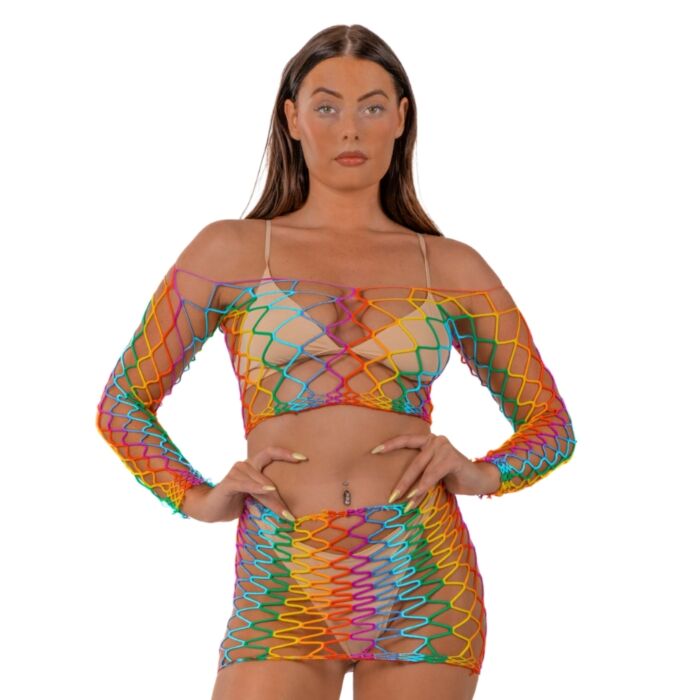Seksi spodnje perilo Lace Rainbow Crop Top in Krilo Seksi spodnje perilo Lace Rainbow Crop Top in Krilo